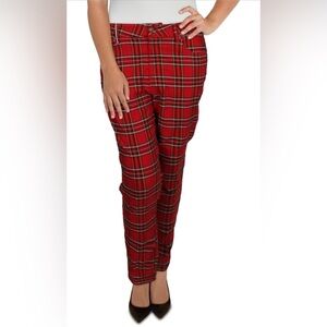 Tommy Hilfiger Red Tartan Plaid Straight Leg Pants Size 10
